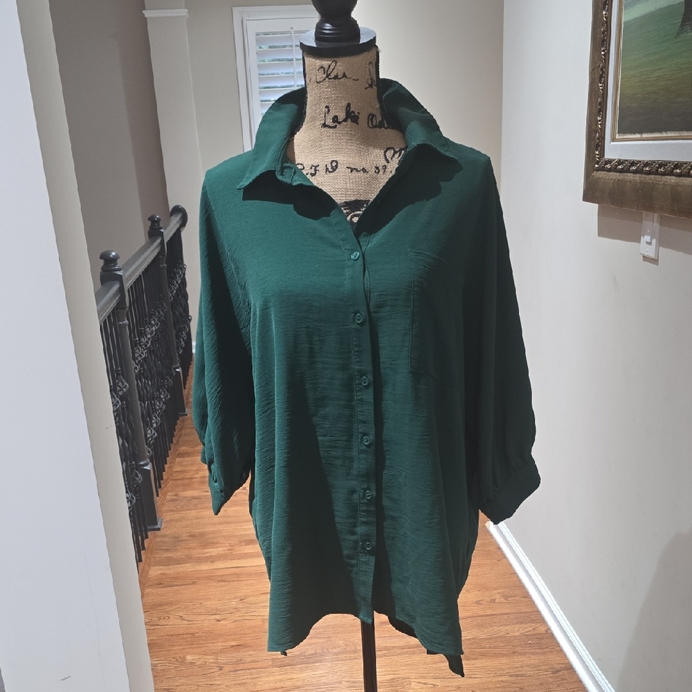 JODIFL Forest Green Button Down Shirt